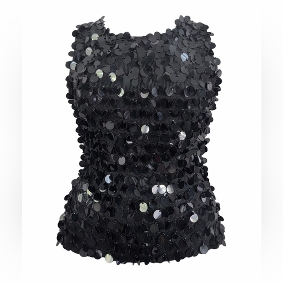 Joseph A Tops - VTG Y2K Joseph A Silk Blend Jumbo Sequin Embellished Fitted Tank Top small